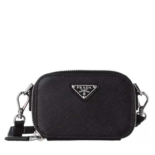 Prada Mini Pouch Saffiano Leather  Black Crossbody Bag