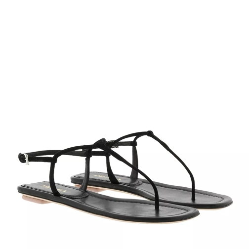 Prada Flat Sandals Suede Black Sandaler