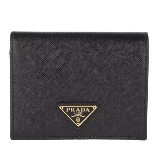 Prada Wallet Small Leather Black Tvåveckad plånbok