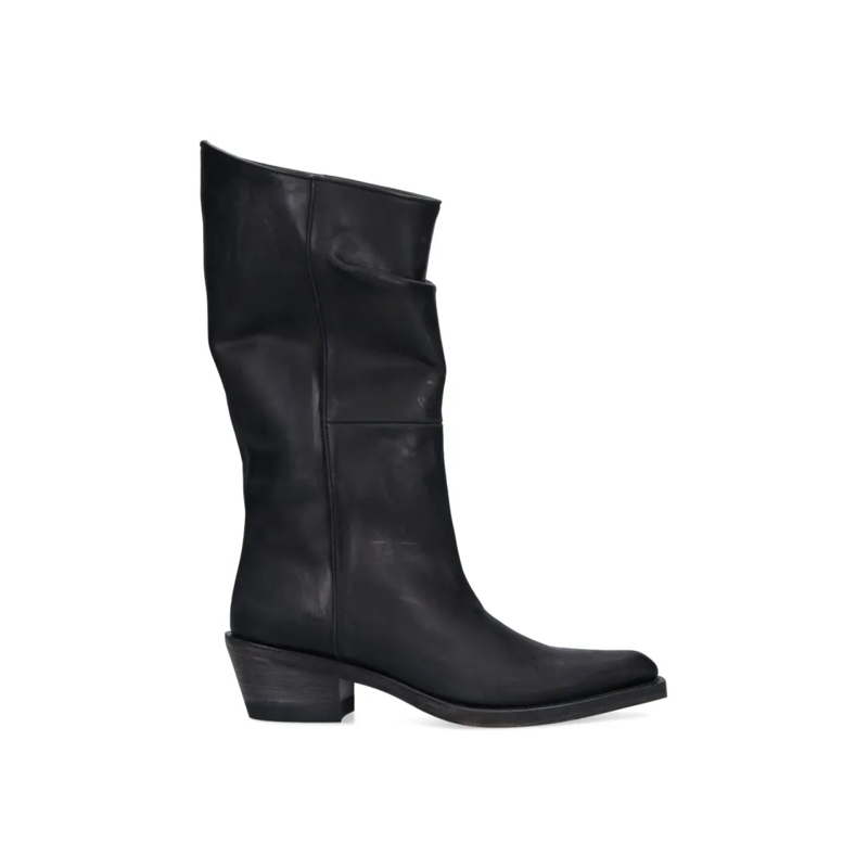 Khaite Bottes Pointed-Toe Stiletto Boots With Polished Finish Black