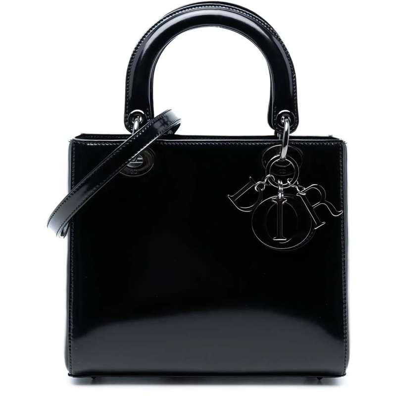 Christian Dior Schultertasche Medium Patent Lady Dior schwarz