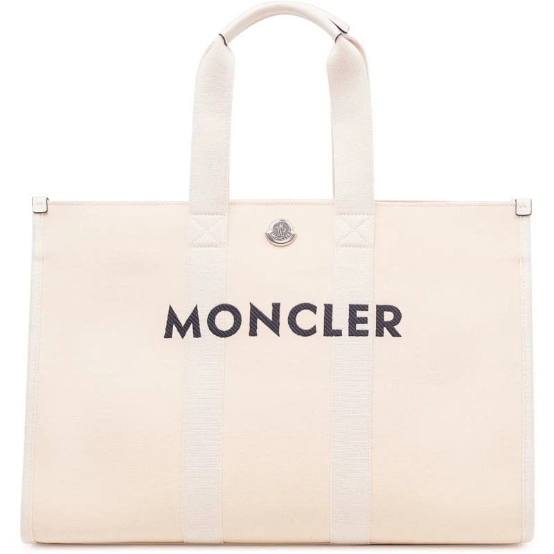 Moncler Shopper Borsa Tote con Doppi Manici e Logo weiß