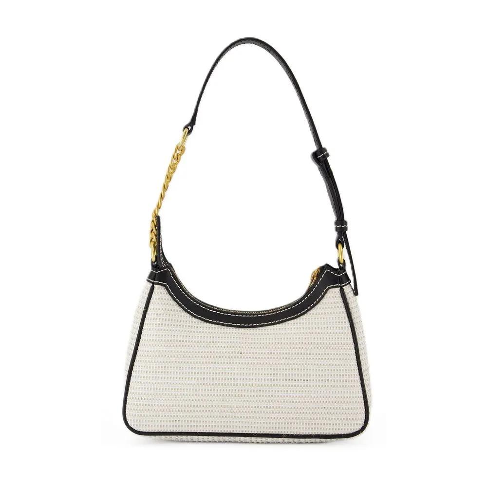 Balmain Hobo bags B-Army Shoulder Bag Raffia Neutral Black in wit