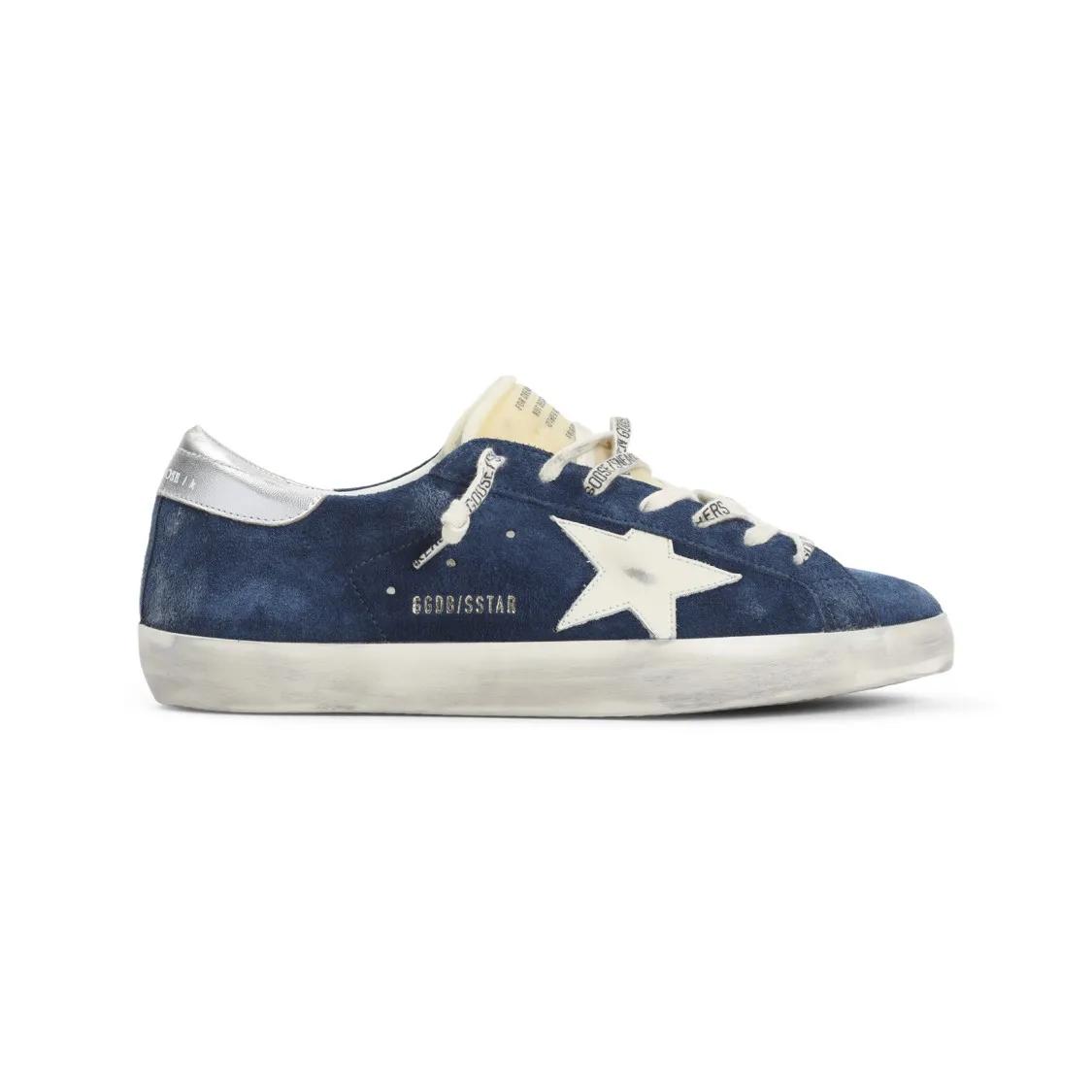 Golden Goose Low-Top Sneaker - Navy Blue Suede Sneakers With Silver Metallic Heel - Gr. 45 (EU) - in Blau - für Herren