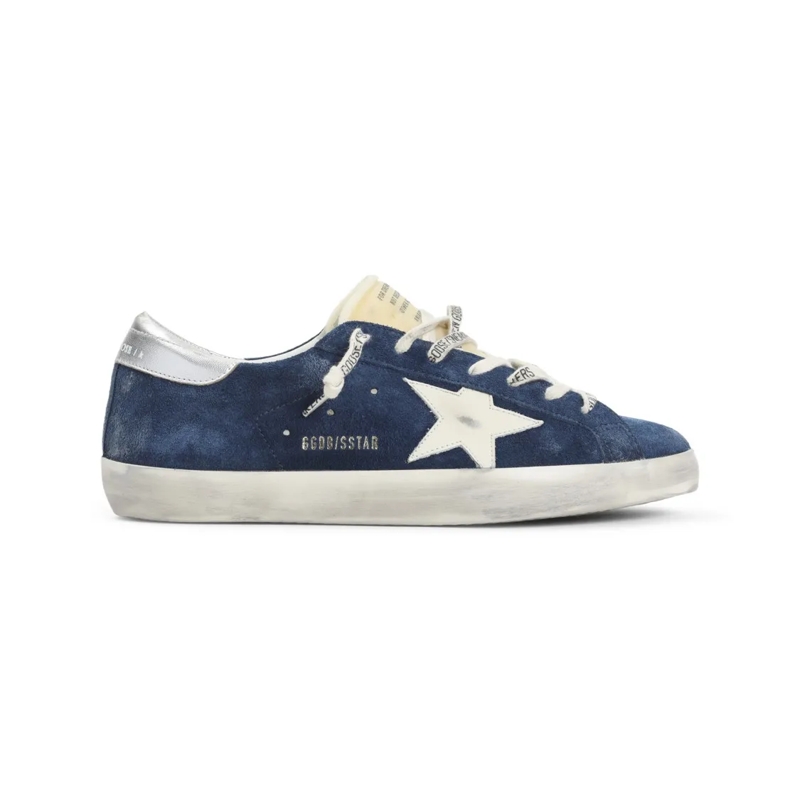 Golden Goose Lage-top sneaker Navy Blue Suede Sneakers With Silver Metallic Heel Blue