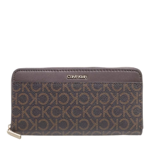 Calvin Klein Ck Must Z/A Wallet W/Pkt Mono Brown Mono Plånbok med dragkedja