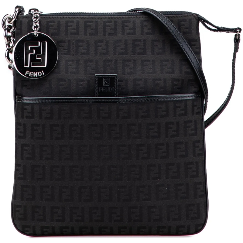 Fendi Schultertasche Zucchino Canvas Crossbody schwarz