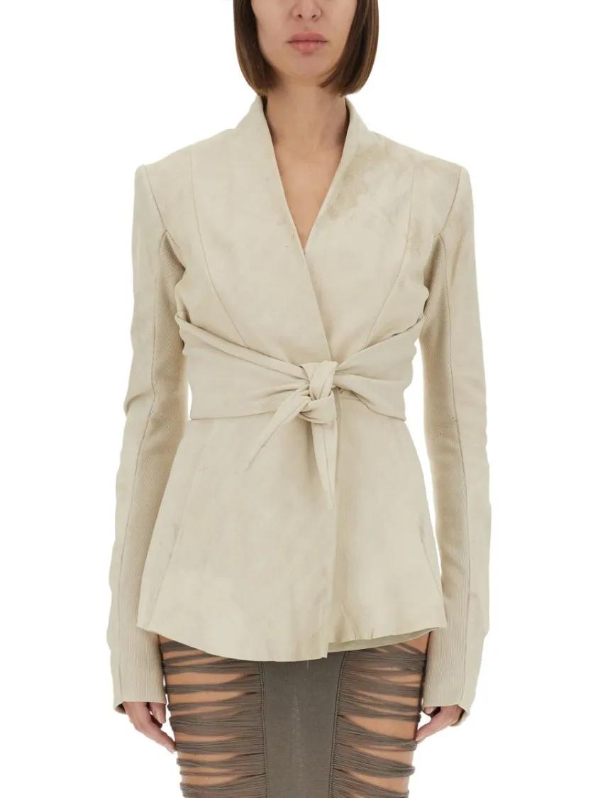 Thumbnail - Rick Owens - Tailored Lamb Leather Jacket - Größe 40 - beige