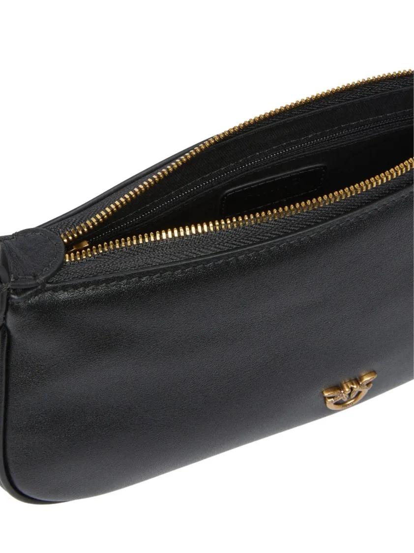 Pinko Crossbody bags Structured Handbag With Smooth Black Leather Finis in zwart