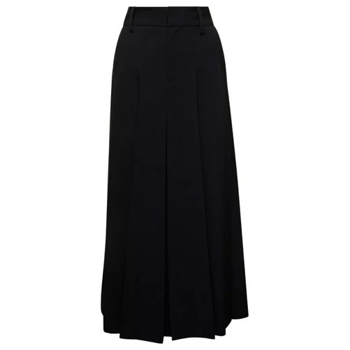 P.A.R.O.S.H. Long Black Pleated Skirt With Belt Loops In Stretc Black 