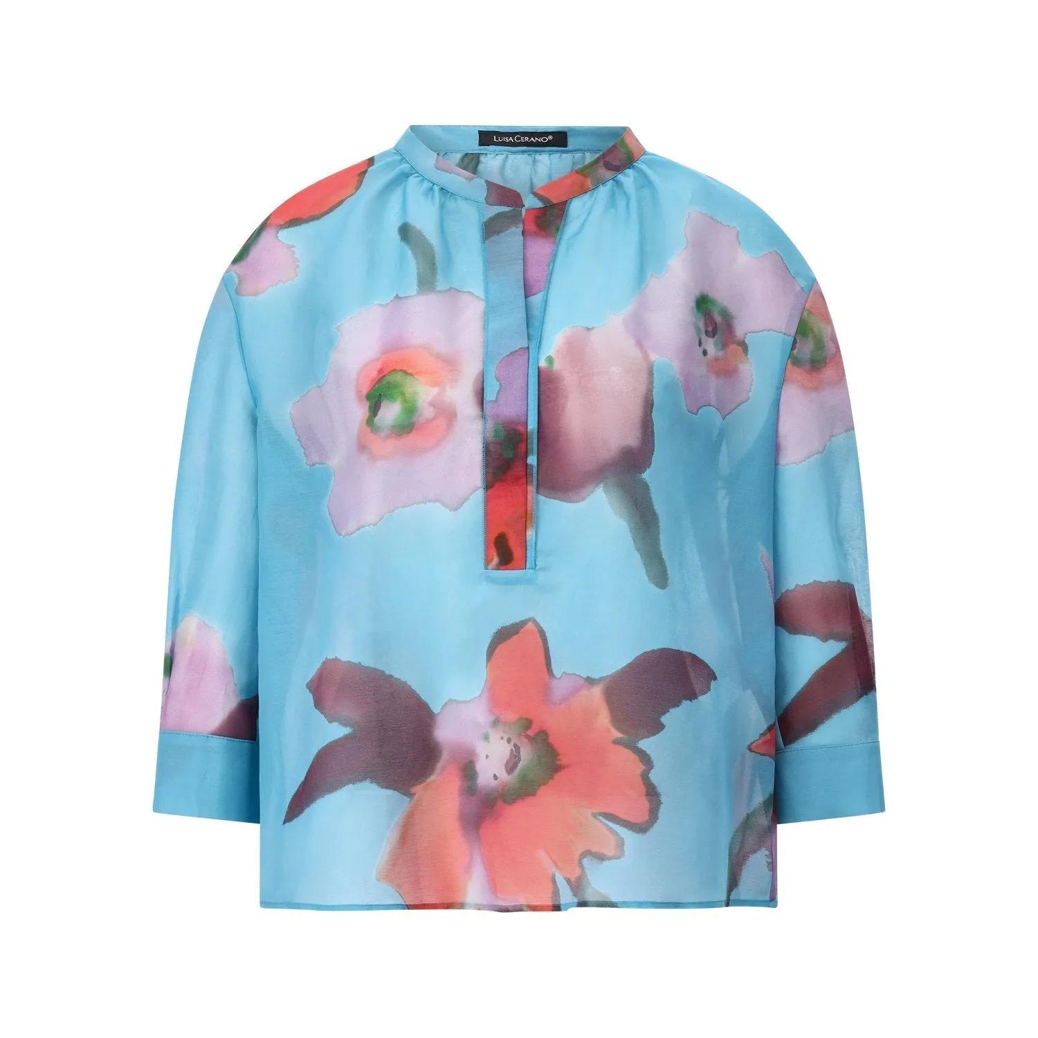 Thumbnail - Luisa Cerano - Blusenshirt mit floralen Print - Größe 42 - blau
