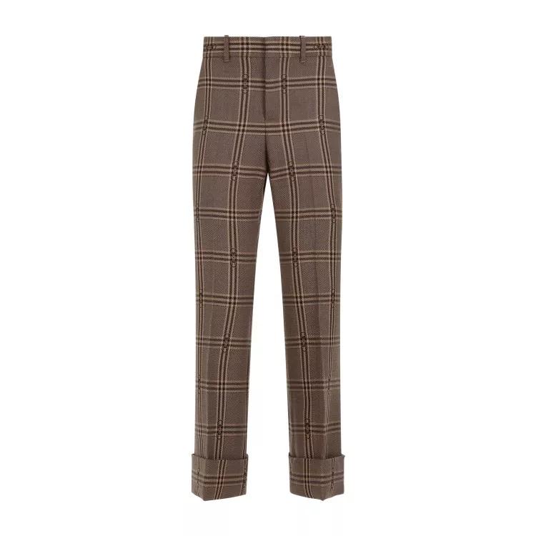 Gucci - Horsebit Check Wool Trousers - Größe 42 - brown