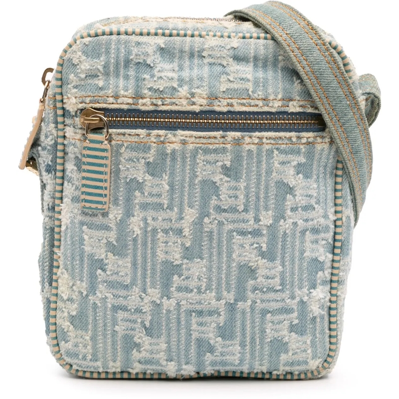 Fendi Schultertasche Zucca Denim Crossbody blau