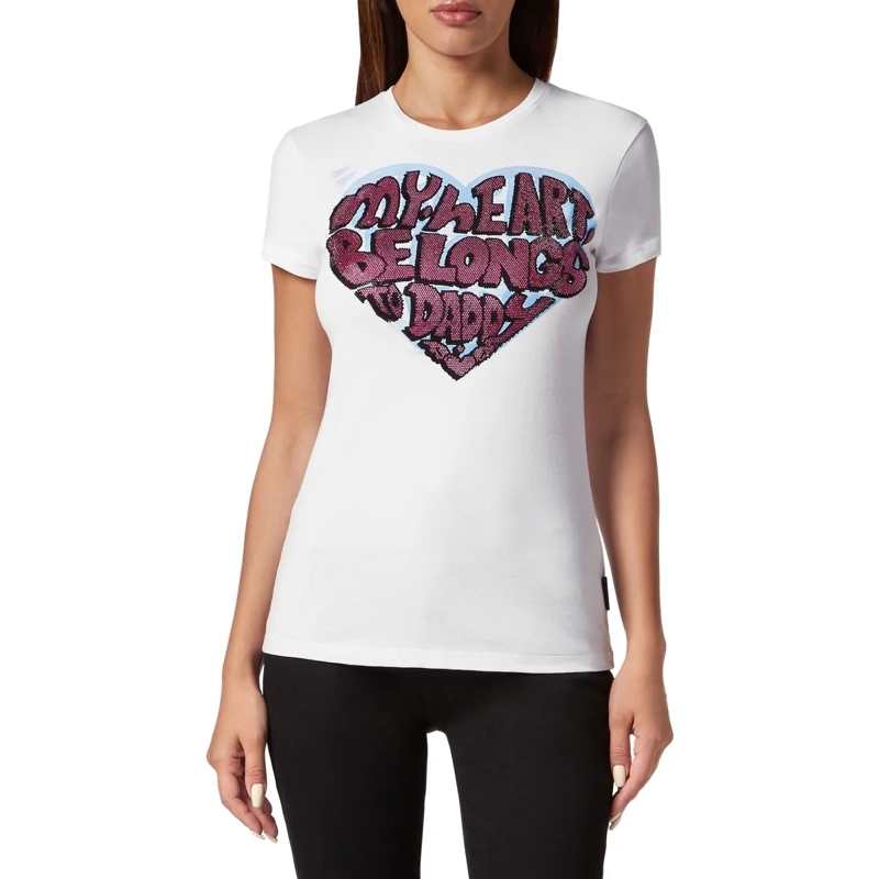 Philipp Plein T-Shirt T-Shirt Slim Fit Mit Schmucksteinen weiss(Image 3)