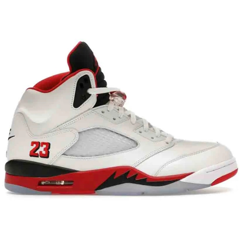 Nike Low-Top-Sneaker Jordan 5 Retro Fire Red Black Tongue (2025) weiß