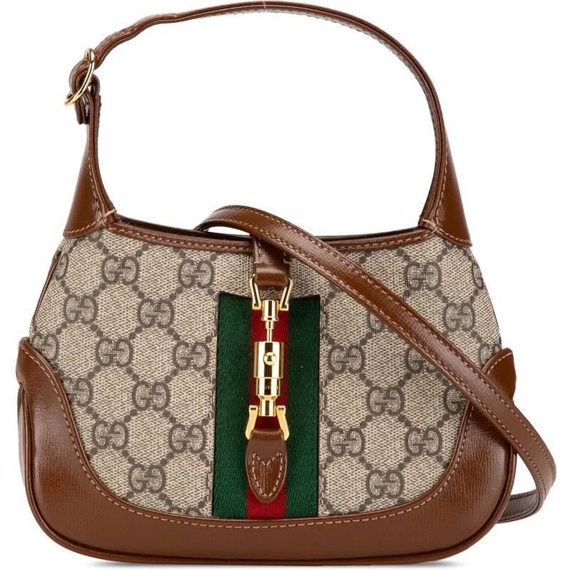 Gucci Schultertasche Mini GG Supreme Web Jackie 1961 Crossbody braun