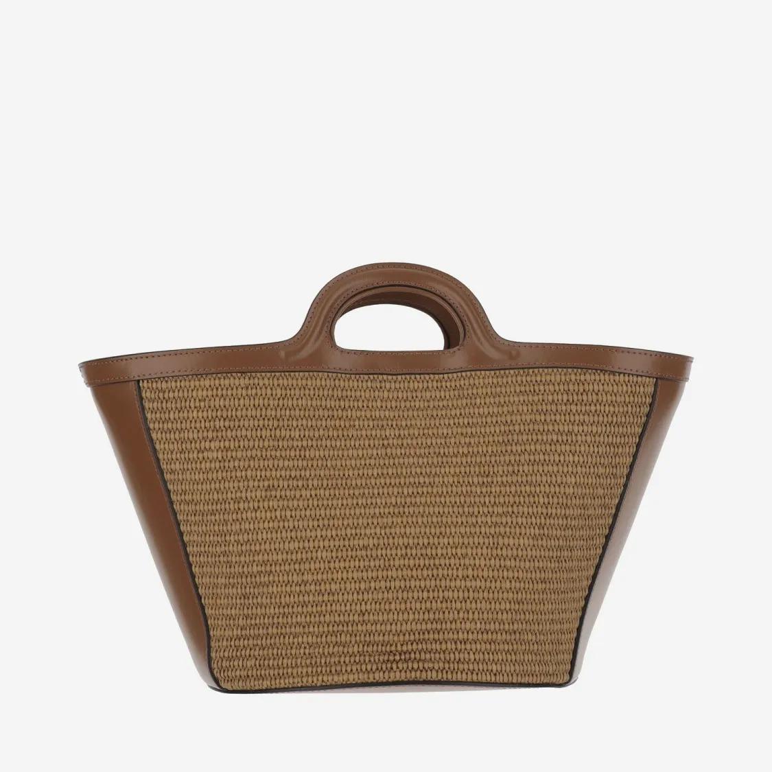 Marni Totes & shoppers Tropicalia Small Leather And Fabric Bag in bruin