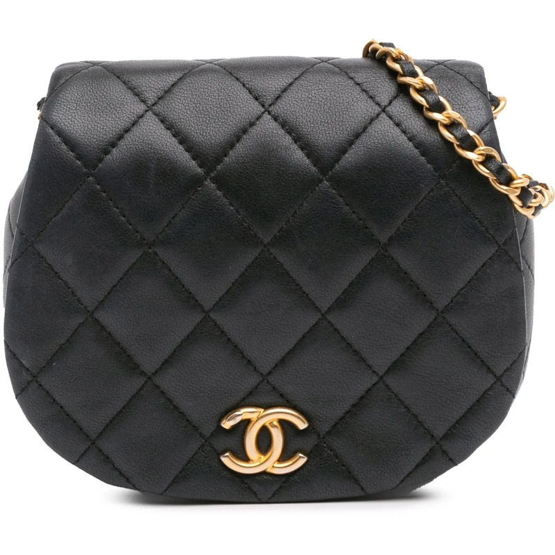 Chanel Pochette Mini Quilted Calfskin Coco Mail Clutch with Chain schwarz
