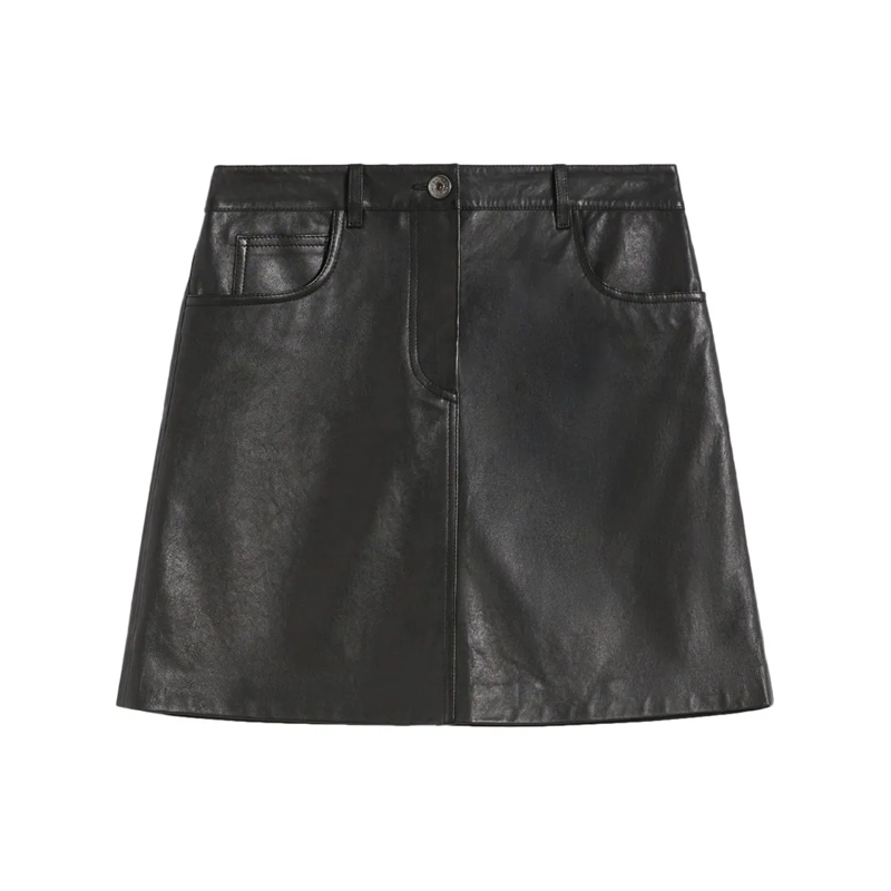 Max Mara Minijupe A-Line Mini Skirt In Polished Black Lambskin Black