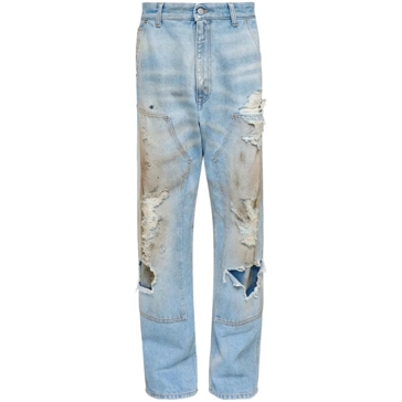 デニム・ジーパン Mm6 By Maison Margiela Light Blue Distressed Relaxed-Fit MM6 Maison Margiela Light Blue Distressed Relaxed-Fit Jeans