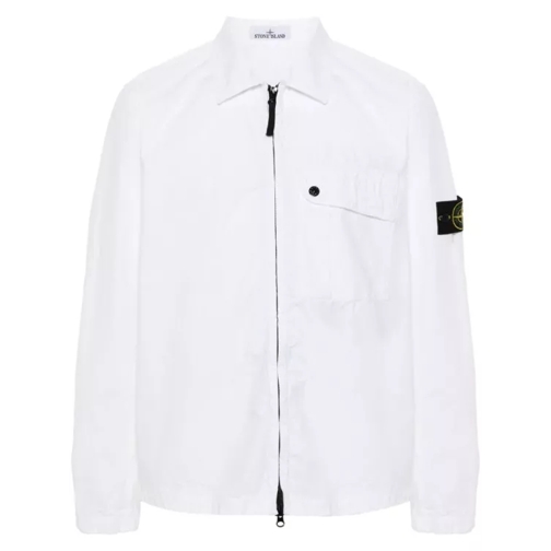 Stone Island White Compass-Badge Jacket White 