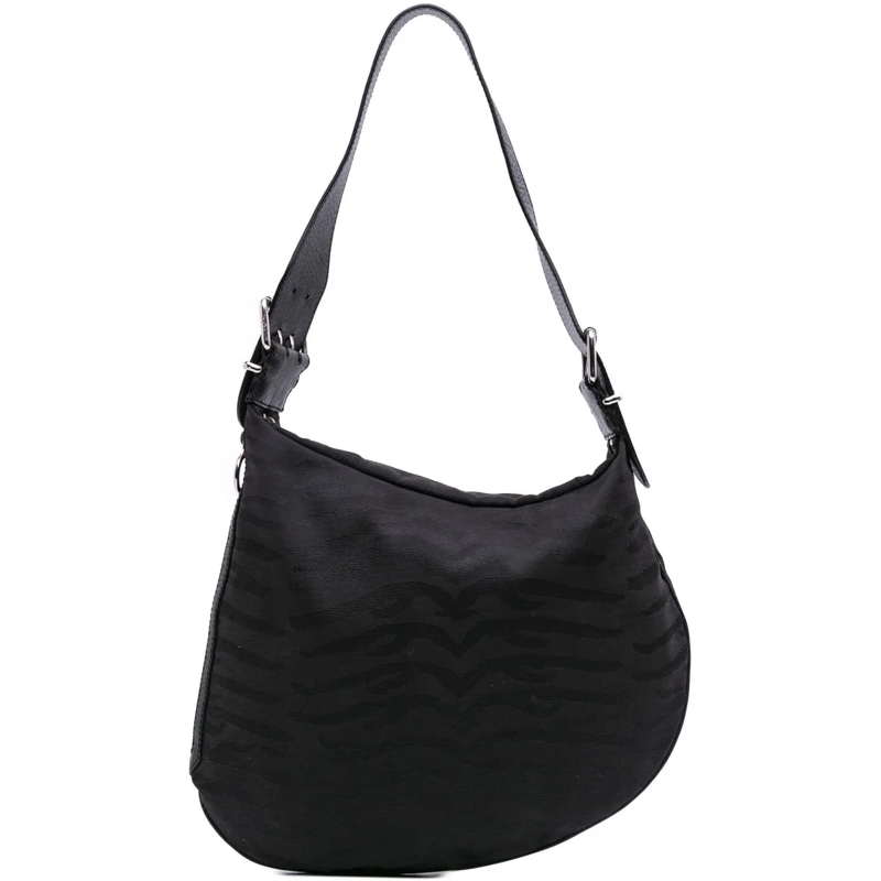 Fendi Sac à bandoulière Zebra Print Canvas Oyster Hobo schwarz