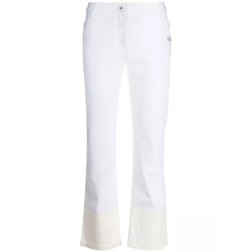 Off-White Contrast Hem Mid-Rise Denim Jeans White 