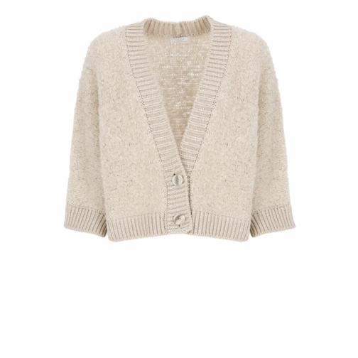 Peserico Beige Wool Blend Cardigan Neutrals Cardigan