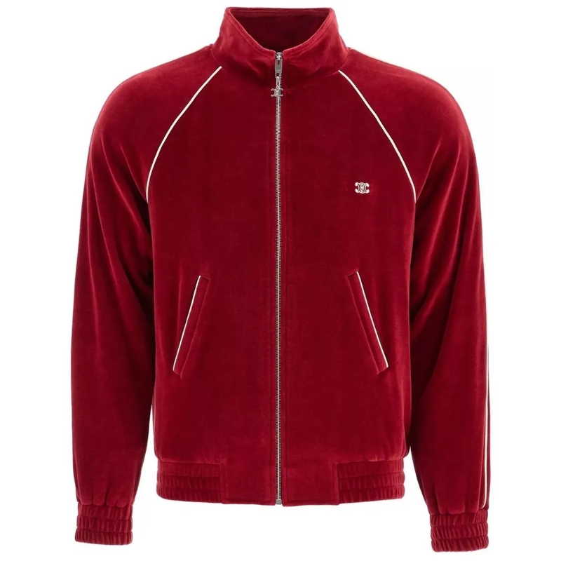 Celine Legeres Oberteil Celine Triomphe Velvet Swetshirt rot
