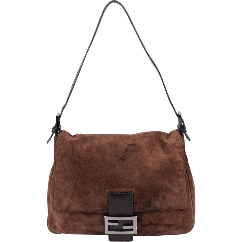 Fendi Tote Fendi Suede FF Buckle Mamma Baguette Handbag braun