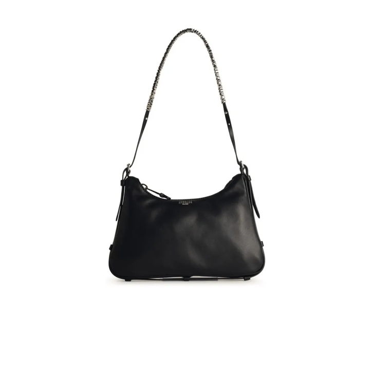 Moschino Hobo Black Leather Bag Black Schultertasche