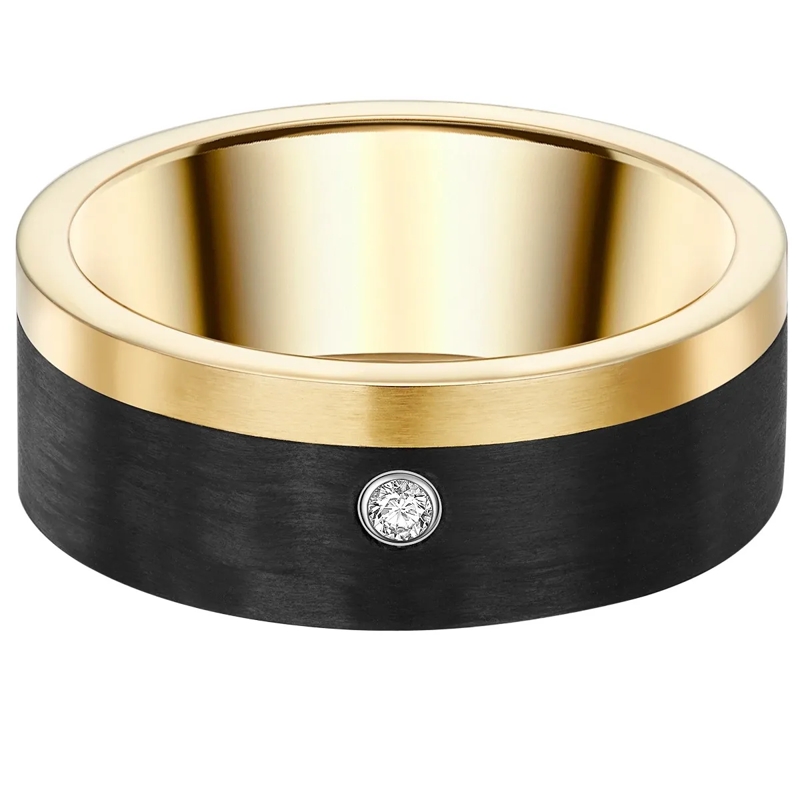 Trilani Ring Edelstahl Ring Zirkonia gold