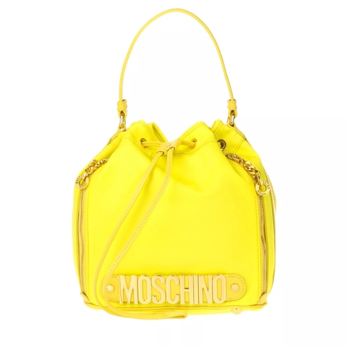 Moschino Logo Nylon Bucket Bag Neon Yellow Sac reporter