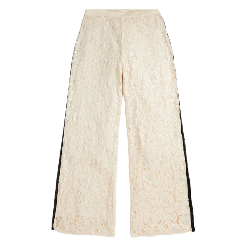 Polo Ralph Lauren  Wide-Leg Floral Lace Trousers Neutrals