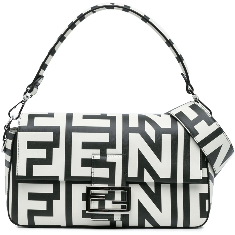 Fendi Schultertasche Marc Jacobs Nappa Vitello King Logo Print Baguette weiß