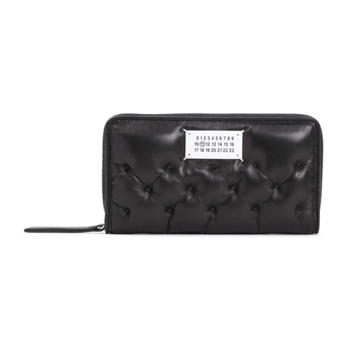 Maison Margiela Black Lamb Leather Wallet Zip Around Continental Black Plånbok