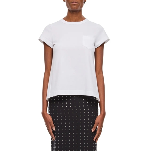 Sacai T-shirts Cotton Poplin X Cotton Jersey T-Shirt White