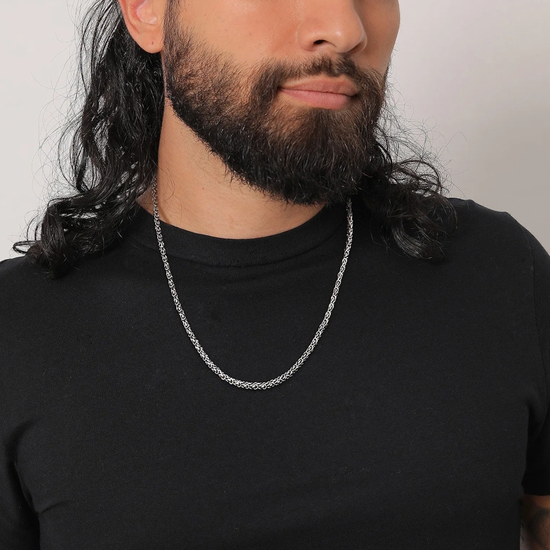 Kuzzoi Mittellange Halskette Halskette Herren Königskette Oxidiert Basic 925 Si silber(Image 6)