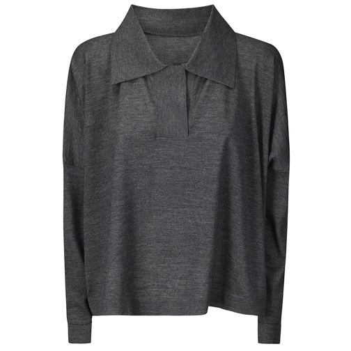 LUSSI Langärmelige Oberteile Long-Sleeved Cashmere Polo Shirt Grey