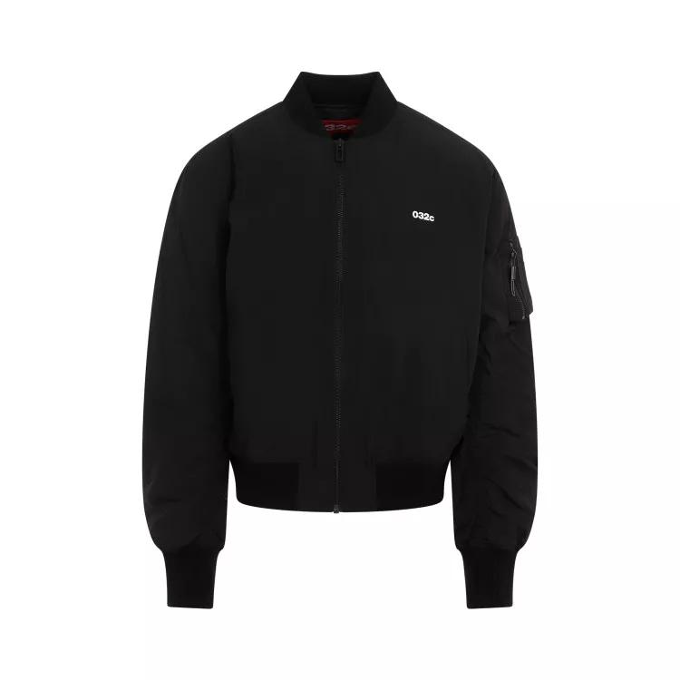 032c - Mayhem Black Polyurethane Bomber Jacket - Größe XL - black