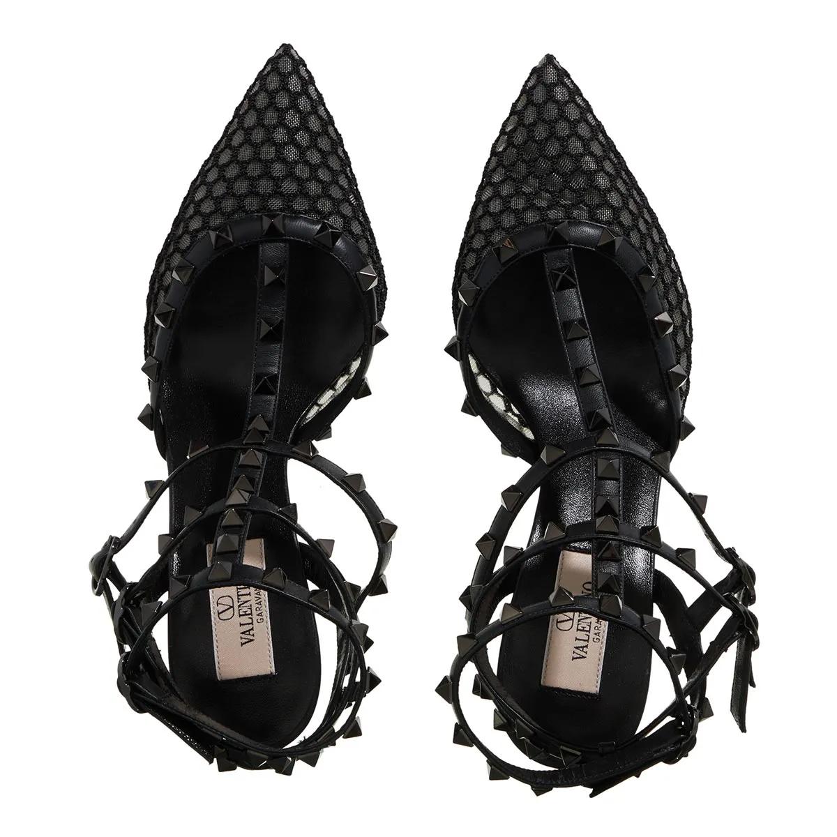 Valentino Garavani Sandalen Ankle Strap Rockstud 65 Black Studs in zwart