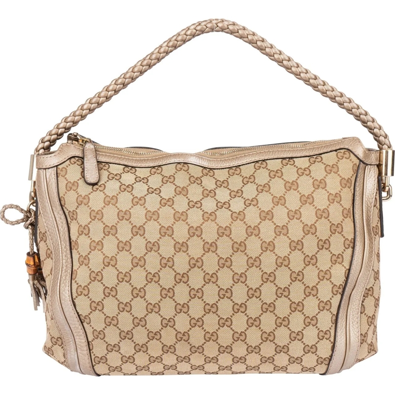 Gucci Schultertasche Gucci GG Monogram Bamboo Handbag braun