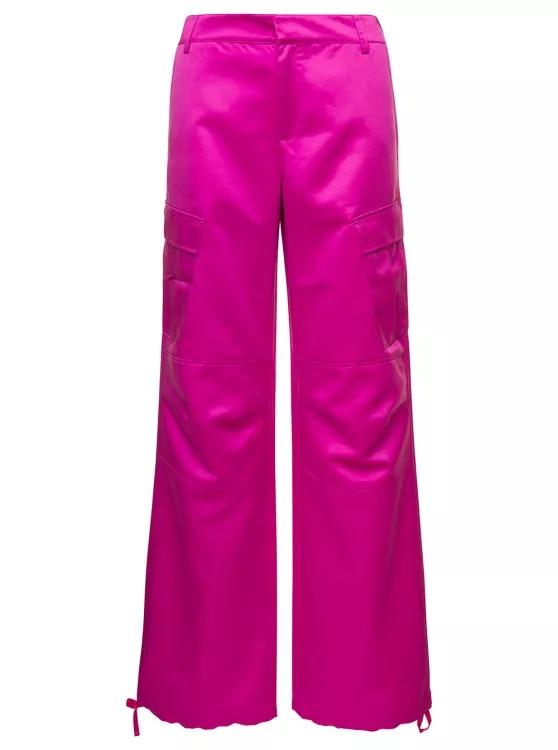 Andamane - Pink High Waisted Cargo Pants Straight Leg With Ca - Größe 38 - pink