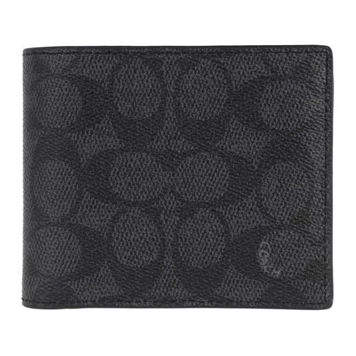 Coach Compact ID Wallet Charcoal/Black Bi-Fold Portemonnaie