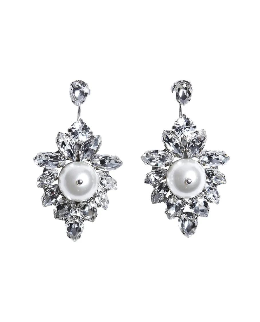 Simone Rocha Ohrringe - Double Ended Crystal Crest Earrings - Gr. unisize - in Silber - für Damen