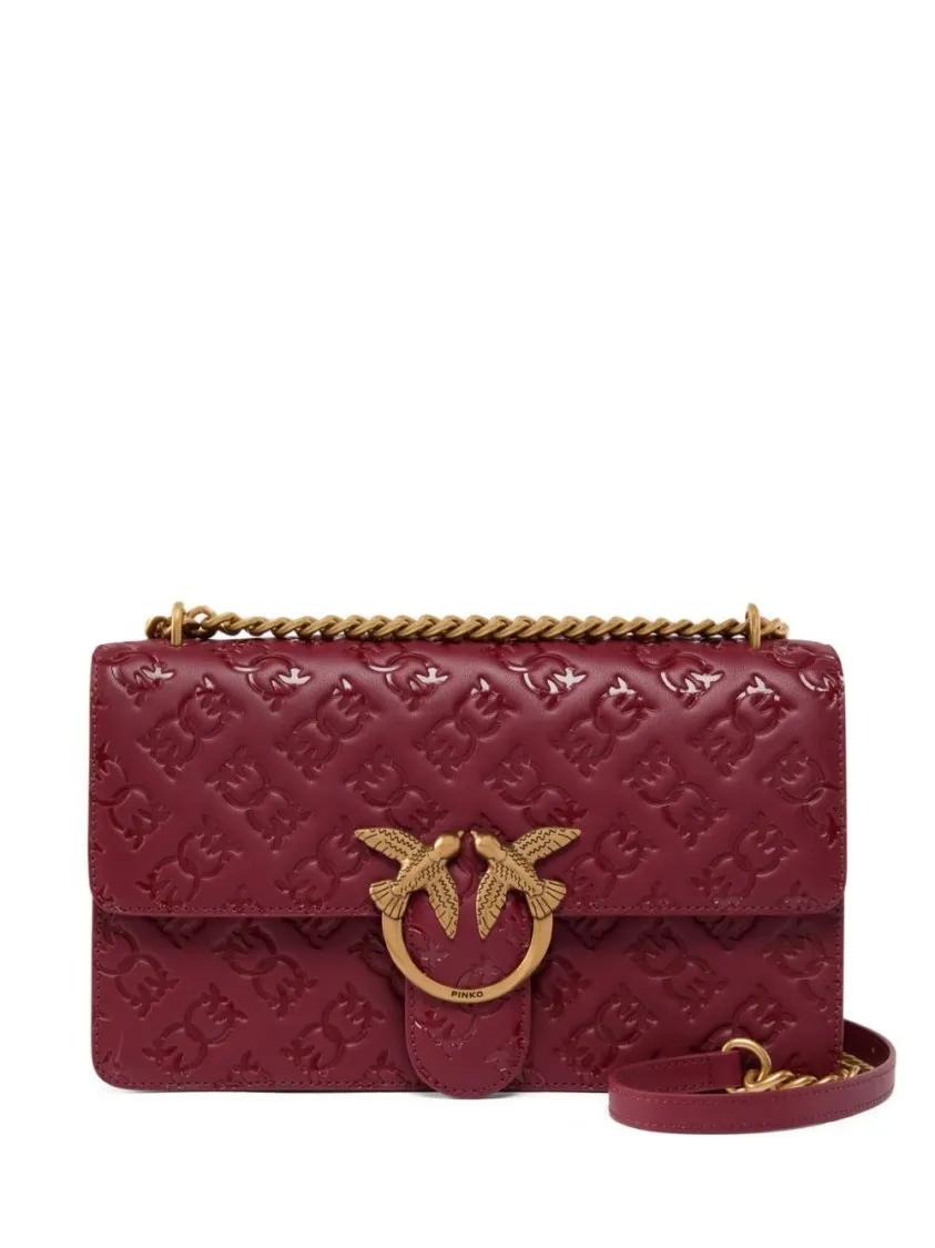 Pinko Hobo bags Bordeaux Shoulder Bag With Love Birds Buckle in rood