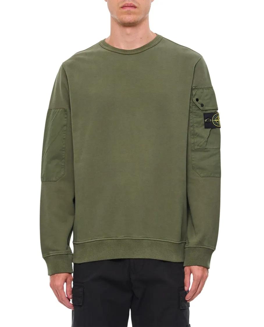 Stone Island - Brushed Organic Cotton Fleece - Größe S - grün