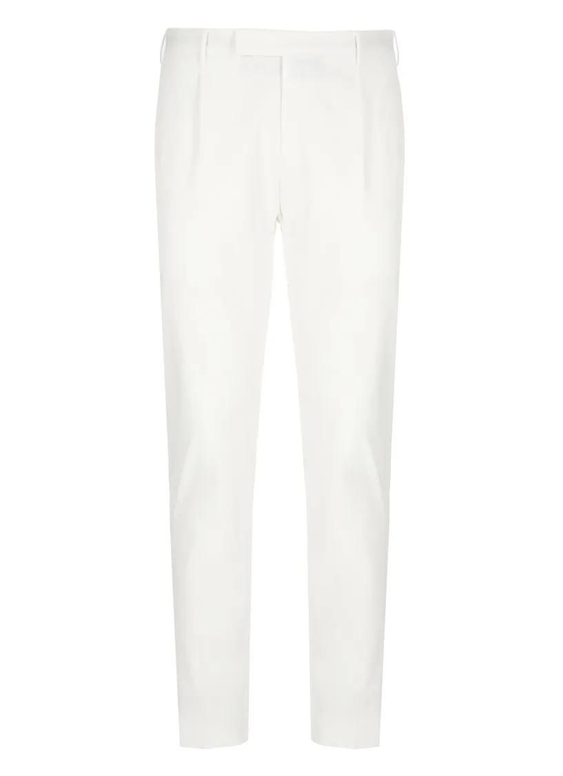 Thumbnail - Pt Torino - White Cotton Trousers - Größe 48 - weiß