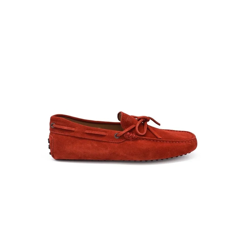 Tod's Loafer Red Suede Loafers With Knotted Laces Red
