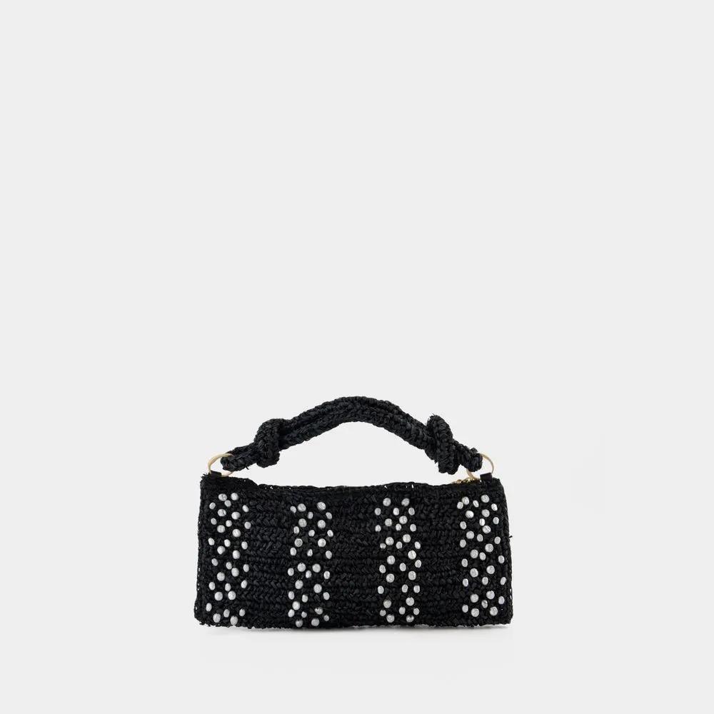 Cult Gaia Hobo bags Hera Nano Shoulder Bag Raffia Black in zwart